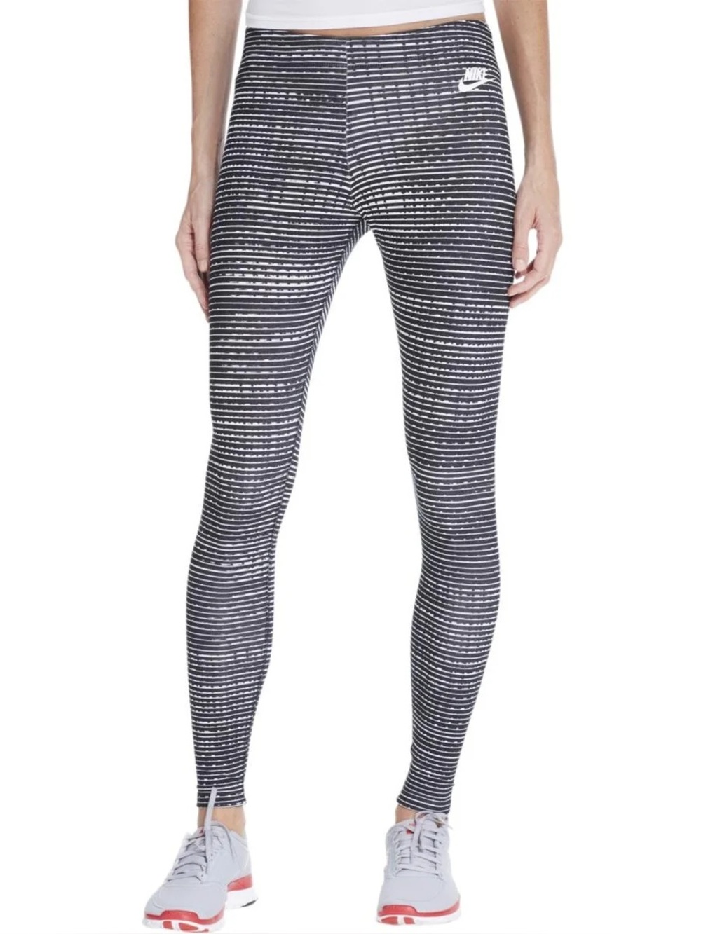 Nike Just Do It Women's Black & White Striped Leggings